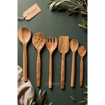 Tr Zeytin Ağacı Ahşap Tahta Kaşık Çatal Kevgir Spatula Seti Zeytin Ağacı Ağaç Kaşık 6 Lı Set Zeytn-052 Genel