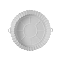 Novahub Beyaz Fritöz Silikon Pot Fritözler Fırın Pişirme Tepsisi Pizza Kızarmış Tavuk Fritöz Aksesuarları Yuvarlak Tava Yeniden Kullanılabilir Mat Beyaz Beyaz