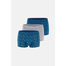 Dagi Erkek Gri-mavi 3'lü Desenli Micro Modal Boxer- 4210gm Gri - Mavi