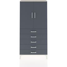 Arges Dolap Tek Raflı 5 Çekmeceli Tek Askılı 88x30x182 Aytaşı... Aytaşı