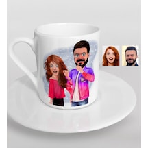 Kişiye Özel Sevgililer Animasyon Karikatürlü Türk Kahvesi Fincanı N11.25466