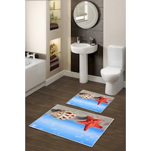 Alanur Trend Kaymaz Taban Dijital Banyo Takımı Kt437 Mavi