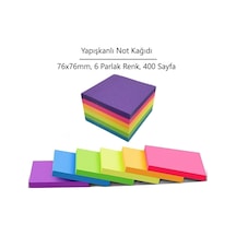 Yapışkanlı Not Kağıdı, 76x76mm, 6 Renk, 400 Sayfa