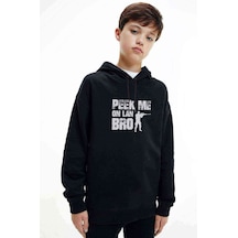 Tshirthane Pubg Peek Me On Lan Bro Baskılı Unisex Çocuk Kapüşonlu Sweat (528609260) Siyah