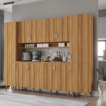 Della Kahve Köşesi Çok Amaçlı Dolap Kiler Mutfak Dolabı Ceviz 240cm Ceviz