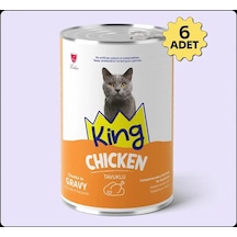King Sos İçerisinde Et Parçacıklı Tavuklu Kedi Konservesi 400 Gr 6 Adet