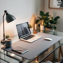 Mouse Pad Gri Masa Matı 130x60cm Suni Deri Desk Mat Şık Tasarım 130 Cm 60 Cm