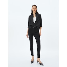 Koton Yüksek Bel Skinny Fit Dar Paça Düğmeli Kot Pantolon - Skinny Fit Push Up Jean Siyah 5sal40040md Siyah
