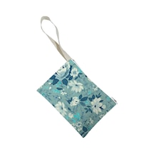 Unisex Mavi Çiçekler Desenli Portföy Clutch Çanta Çok Renkli