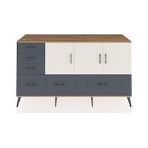 Kronos Konsol 4 Raflı 6 Çekmeceli 3 Kapaklı 176x59x99 Çam-aytaşı/antrasit Aytası/antrasıt - Atlas Çam