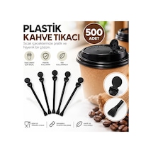 Plastik Kahve Tıkacı Siyah 500 Adet Tek Kullanımlık Kahve Bardağı Tıkacı - 920879287