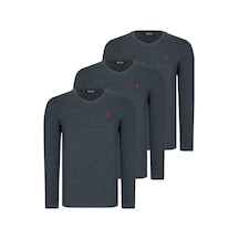 Üçlü Set T8587 Dewberry V Yaka Erkek Sweatshırt-antrasit-antrasit-antrasit Antrasit-antrasit-antrasit