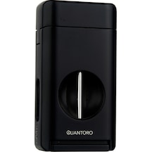 Quantoro Üç Torch V Kesicili Siyah Metal Puro Çakmağı - Trz1129