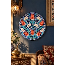 Dekoratif Duvar Tabağı Neo-iznik Maksimalizm Dekorlu Seramik Tabak Bej