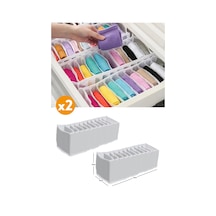 2 Adet 11 Gözlü Çekmece Içi Akordiyon Organizer-11 41 12 Cm Small Kumaş Beyaz Diğer