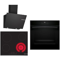Bosch HJG852YB0T - PKF631FP2E - DWK66PJ60T Elektrikli Ocaklı Siyah 3 Lü Ankastre Set 666