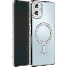 Newface Samsung Galaxy Uyumlu A06 Joke Simli Magneticsafe Kılıf - Gümüş Diğer