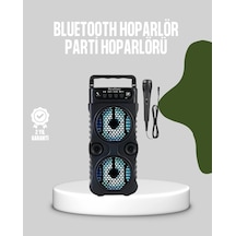 Hubrendy Tekno Bluetooth Bağlantılı Led Işıklı Taşınabilir Hoparlör 1200 Mah Şarjlı, Fm Radyolu