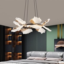 Taran 50'lik Siyah Gold Çiçek Desenli 60 Watt Yuvarlak Modern Salon Led Avize Siyah Gold