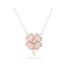Brezza Lusso Jewelry  Luck Serisi Dört Yaprak Caoverleaf Gümüş Kadın Kolye 45 CM 45 CM