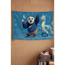 Kung Fu Panda Po Ve Ejderha Blueprint Dekoratif Duvar Örtüsü Duvar Halısı Beyaz