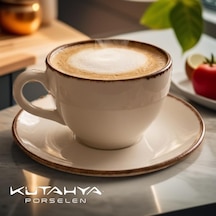 Kütahya Porselen 190 Cc/ml 6 Kişilik Çay Duble Türk Kahve Fincan Takımı 12 Parça Cappuccino Latte Mocha Diğer