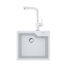 Franke Ubg 610-56 Granit Bianco Evye, Actıve Plus Doccıa 2.0 Spiralli, Bianco Armatür Beyaz