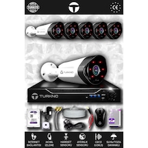 Turkno 6 Kameralı Galia 6 Dış Kamera Set 100 GB HDD Full HD Gece Görüşlü Güvenlik Kamerası Sistemi