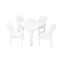 Luna Elit Rattan 90x90 Elit Sandalye Masa Takımı Beyaz