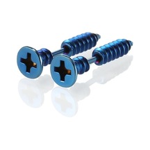 Novahub Mavi 2 Adet Punk Erkek Kadın Düğme Küpe Anti Alerjik Paslanmaz Çelik Vücut Pirsing Tüm Vidalı Saplama Küpe Komik Takı Mavi Mavi