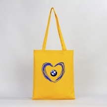 Bmw Heart Logo Sarı Gabardin Bez Çanta