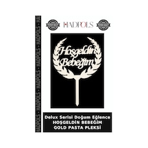 Delux Serisi Doğum Eğlence Hoşgeldin Bebeğim Gold Pasta Pleksi Altın