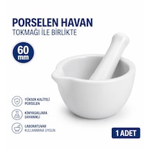 Porselen Havan Tokmağı İle Birlikte 60 Mm 1 Adet Laboratuvar