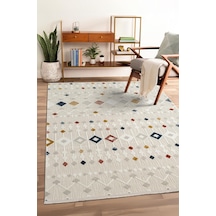 Tablo Tl001a Krem Halı Modern Desen Antialerjik Pamuk Taban Yıkanabilir Salon Halısı Yatak Odası