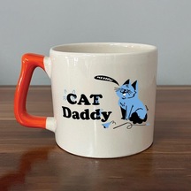 Cat Daddy Baskılı Turuncu Kulplu D Kupa