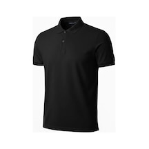 Erkek Polo Yaka Düğmeli Pike Kumaş Tişört Regular Fit Kısa Kol T-shirt - Siyah
