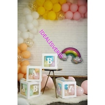 Bkmc Lüks 33 Parça Baby Yazılı Şeffaf Beyaz Kutu Balon Set, Baby Balon Kutusu Bebek Çocuk Doğum Günü Süsü Bmc Genel