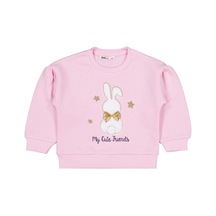Civil Girls Tavşan Nakışlı 2-5 Yaş Sweatshirt - Pudra