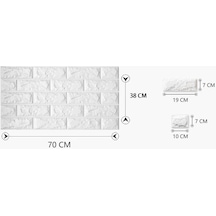 Renkli Duvarlar Kendinden Yapışkanlı 3D Duvar Kağıdı Paneli 70 x 38 Cm Beyaz