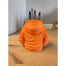 Bezos 3d Baskı Kapüşonlu Sweatshirt Kalemlik - Masaüstü Organizer-turuncu Ventra