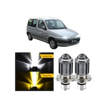 Citroen Berlingo Mk1 1996-2008 Uyumlu Mercekli Far Ampulü Led Xenon Çift Renk Sarı-beyaz Far Şimşe Etkili Csp Led LED Far 56086874