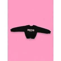 Kız Çocuk Positive Baskılı Sweatshirt-14230 Siyah
