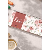 Tarihsiz Spiralli Haftalık Masaüstü Planlayıcı - Gül - 10x30 Cm Plango Turkuaz