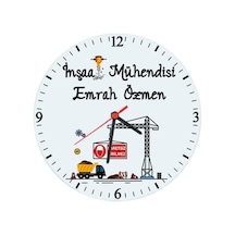 Inşaat Mühendisine Hediye Isimli Cam Duvar Saati Çok Renkli