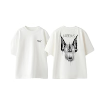 Thewert The 69 Eyes Tasarım Sırt Baskılı Pamuk Beyaz Oversize T-shirt
