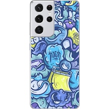Samsung Galaxy S21 Ultra Uyumlu Şeffaf Kılıf Graffiti 9 Tasarımlı
