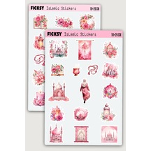 İslam Sticker Seti - 30 Adet Etiket Çıkartma - Muslim - Ramazan - Ramadan - Tesettür - Hijab Girl Diğer