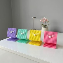 Dekoratif Masa Saati Sarı - Sessiz Analog Tıklamayan, Modern Minimalist, Ofis Çalışma Masası Ve Yatak Odası Başucu Saati, 9x11 Cm Küçük, Pille Çalışan 120