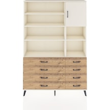 Arges Dolap 8 Raflı 8 Çekmeceli Tek Kapaklı 132x30x195 Aytaşı-aytaşı/çam Aytası/atlas Çam