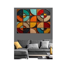 Renkli Geometrik Daireler Ve Desenler Yağlı Boya Dokulu Kanvas Tablo Canvas Tablosu